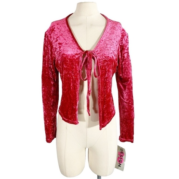 Vintage Design LTD Y2k Velvet Cardigan Sweater Size Large NWT - Picture 1 of 10